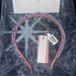 Curried myrrh Maisy lilac glass pearls fire agate headband